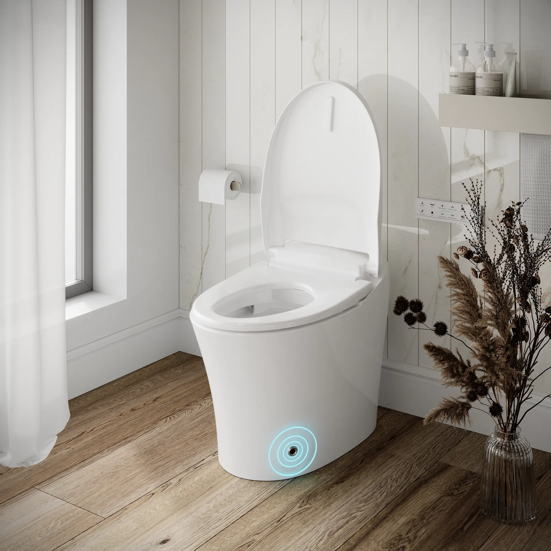 Smart Heated Bidet Toilet Seat With Unlimited Warm Water & Warm Air Dryer - Multiple Cleaning Modes, Night Light
